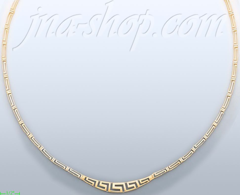 14K Gold Fancy CZ Designs Necklace 17" - Click Image to Close