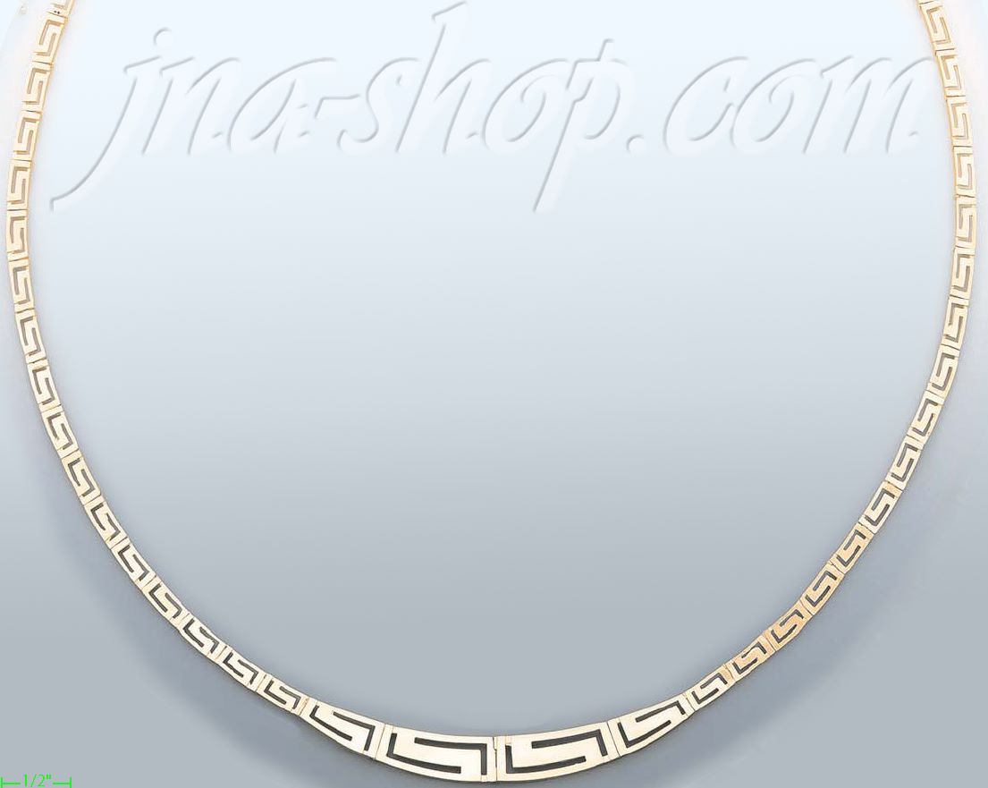 14K Gold Fancy CZ Designs Necklace 17" - Click Image to Close