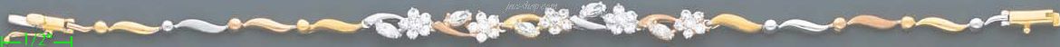 14K Gold Fancy CZ Designs Bracelet 7" - Click Image to Close