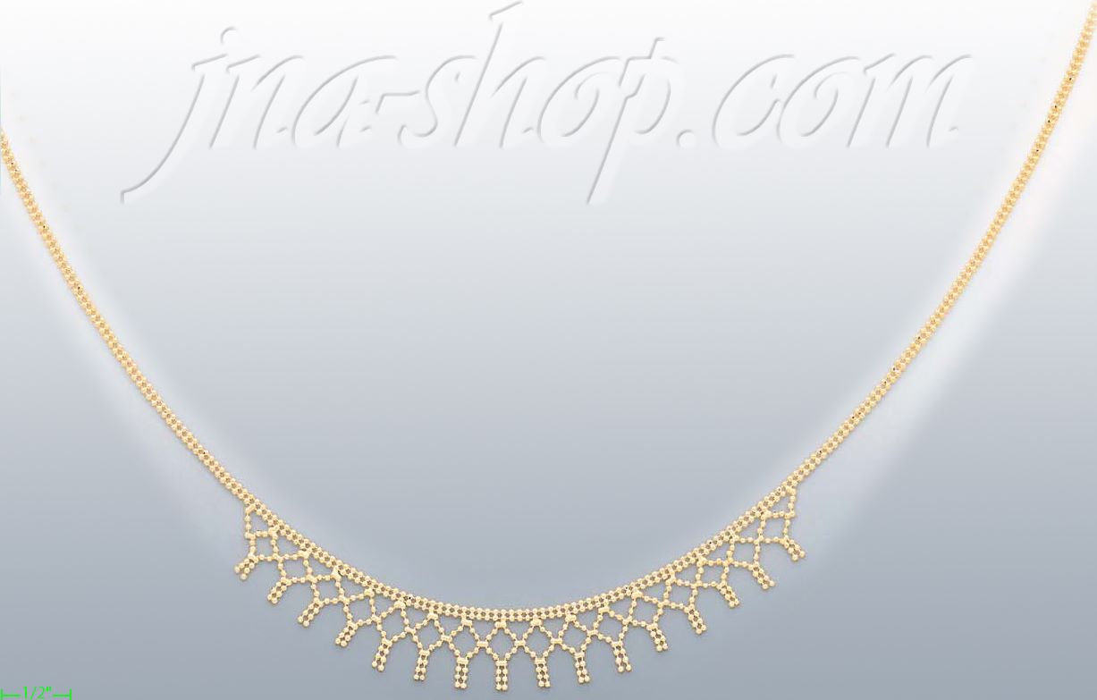 14K Gold Fancy Designs Necklace 17" - Click Image to Close