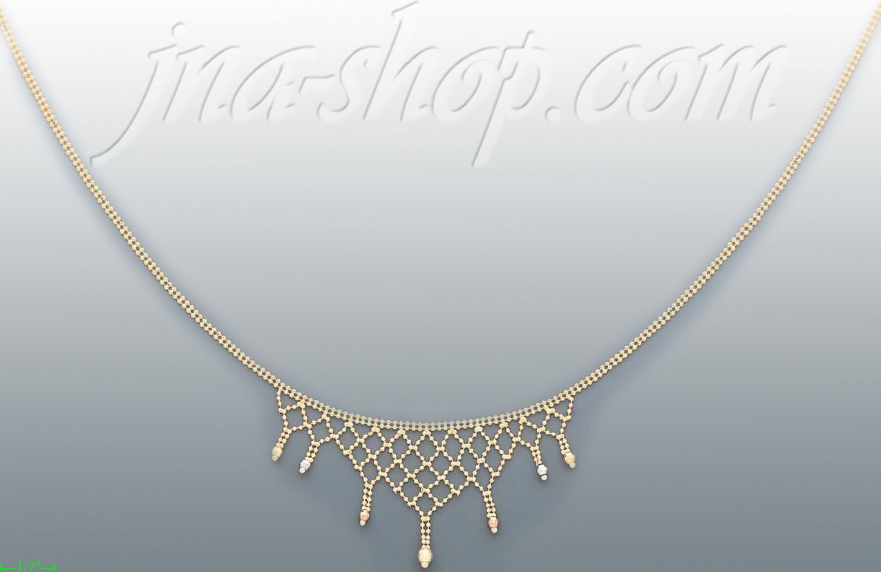 14K Gold Fancy Designs Necklace 17" - Click Image to Close