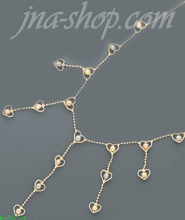 14K Gold Fancy Designs Necklace 17" - Click Image to Close