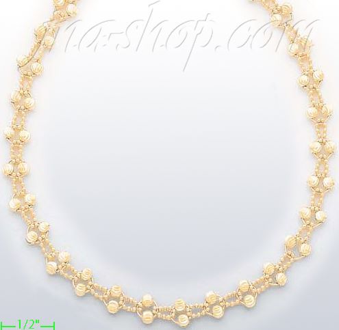 14K Gold Fancy Designs Necklace 17" - Click Image to Close