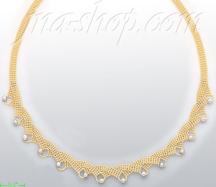 14K Gold Fancy Designs Necklace 17" - Click Image to Close