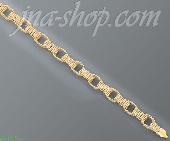 14K Gold Fancy Designs Bracelet 7.25" - Click Image to Close