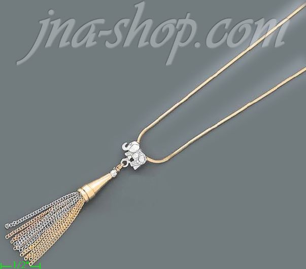 14K Gold Fancy Necklace 17" - Click Image to Close