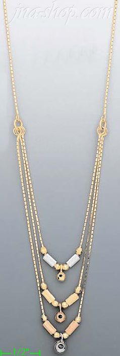 14K Gold Light Fancy Necklace 17" - Click Image to Close