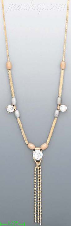 14K Gold Light Fancy Necklace 17" - Click Image to Close