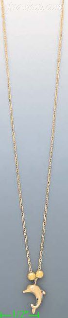 14K Gold Dolphin Light Fancy Necklace 17" - Click Image to Close