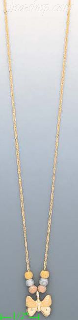 14K Gold Butterfly Light Fancy Necklace 17" - Click Image to Close