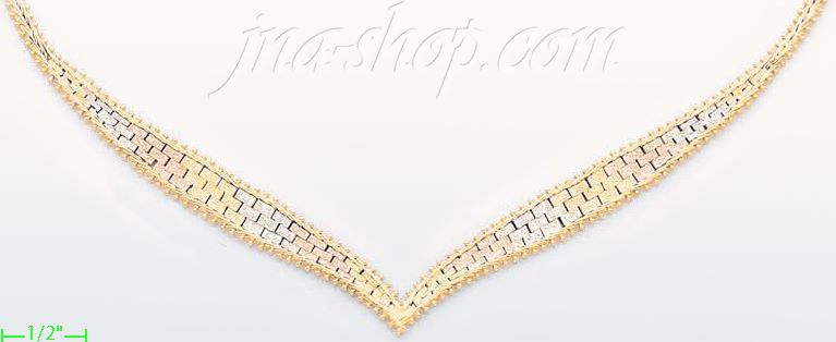 14K Gold Villas & Bolas Necklace 17" - Click Image to Close