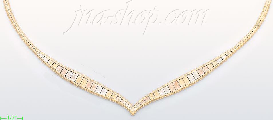 14K Gold Villas & Bolas Necklace 17" - Click Image to Close