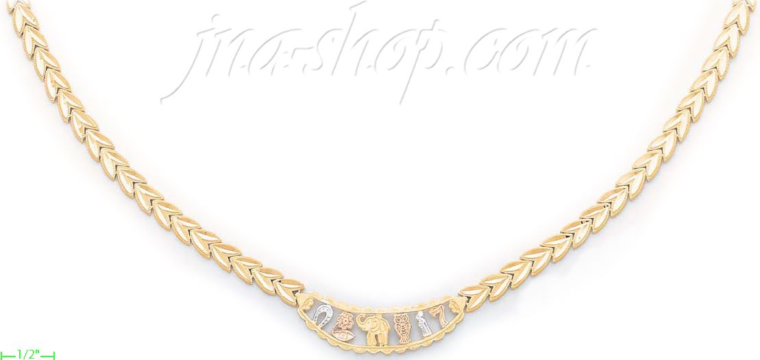 14K Gold Dia-cut Designs Necklace 17" - Click Image to Close