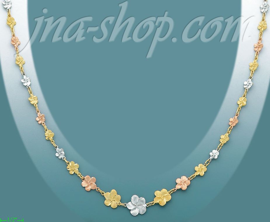 14K Gold Fancy Designs Necklace 17" - Click Image to Close