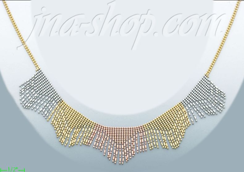 14K Gold Fancy Light Ball Necklace 17" - Click Image to Close