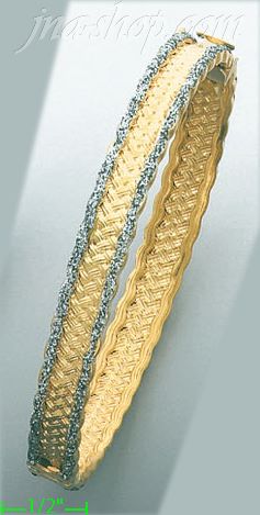 14K Gold Fancy Bangle - Click Image to Close