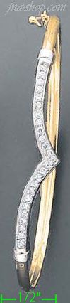 14K Gold Fancy CZ Bangle - Click Image to Close