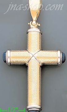 14K Gold Italian Fancy Cross Charm Pendant - Click Image to Close