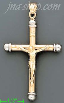 14K Gold Crucifix Italian Fancy Cross Charm Pendant - Click Image to Close