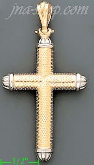 14K Gold Italian Fancy Cross Charm Pendant - Click Image to Close