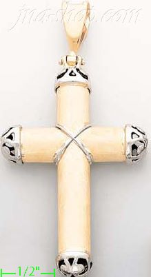 14K Gold Italian Fancy Cross Charm Pendant - Click Image to Close