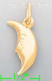 14K Gold Moon Italian Charm Pendant - Click Image to Close