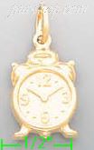 14K Gold Clock Charm Pendant - Click Image to Close