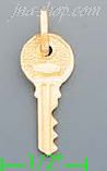 14K Gold Key Italian Charm Pendant - Click Image to Close