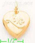 14K Gold Love Heart Italian Charm Pendant - Click Image to Close