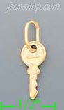 14K Gold Key Italian Charm Pendant - Click Image to Close