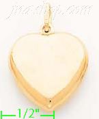 14K Gold Heart Italian Charm Pendant - Click Image to Close