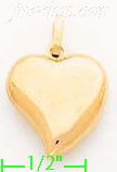 14K Gold Heart Italian Charm Pendant - Click Image to Close