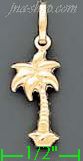 14K Gold Palm Tree Italian Charm Pendant - Click Image to Close