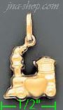 14K Gold Train Italian Charm Pendant - Click Image to Close