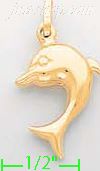 14K Gold Dolphin Italian Charm Pendant - Click Image to Close