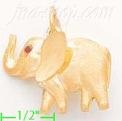 14K Gold Elephant Italian Charm Pendant - Click Image to Close