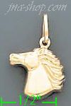 14K Gold Horse Head Italian Charm Pendant - Click Image to Close