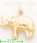 14K Gold Elephant Italian Charm Pendant - Click Image to Close