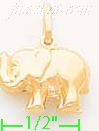 14K Gold Elephant Italian Charm Pendant - Click Image to Close