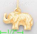 14K Gold Elephant Italian Charm Pendant - Click Image to Close