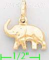 14K Gold Elephant Italian Charm Pendant - Click Image to Close