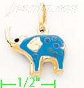 14K Gold Elephant Enamel Charm Pendant - Click Image to Close