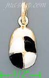 14K Gold Black/White Cap Enamel Charm Pendant - Click Image to Close