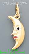 14K Gold Moon Enamel Charm Pendant - Click Image to Close