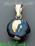 14K Gold 3D World Globe Enamel Charm Pendant - Click Image to Close