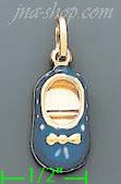 14K Gold Baby Shoe Enamel Charm Pendant - Click Image to Close