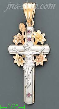 14K Gold Crucifix CZ Cross Charm Pendant - Click Image to Close