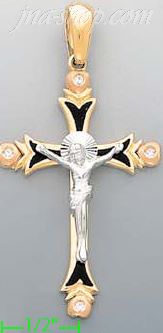 14K Gold Crucifix CZ Cross Charm Pendant - Click Image to Close