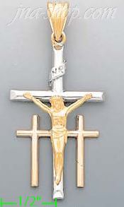 14K Gold CZ Cross Charm Pendant - Click Image to Close