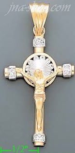 14K Gold CZ Cross Charm Pendant - Click Image to Close